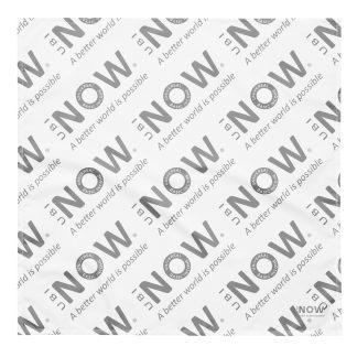 Wiederholung der Textmuster "NOW" und "Eine bessere Welt ist möglich".