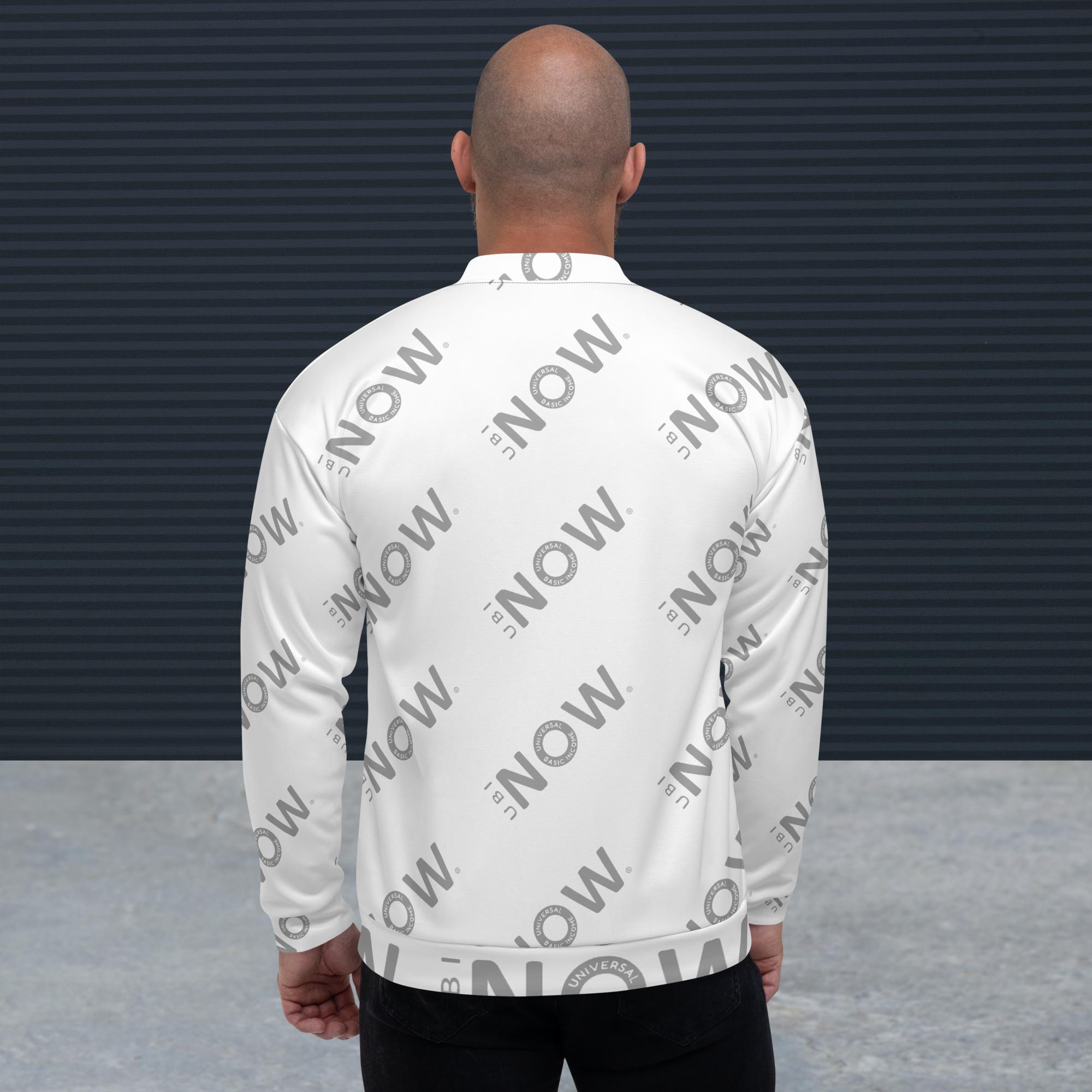 Man in patterned white shirt from behind.