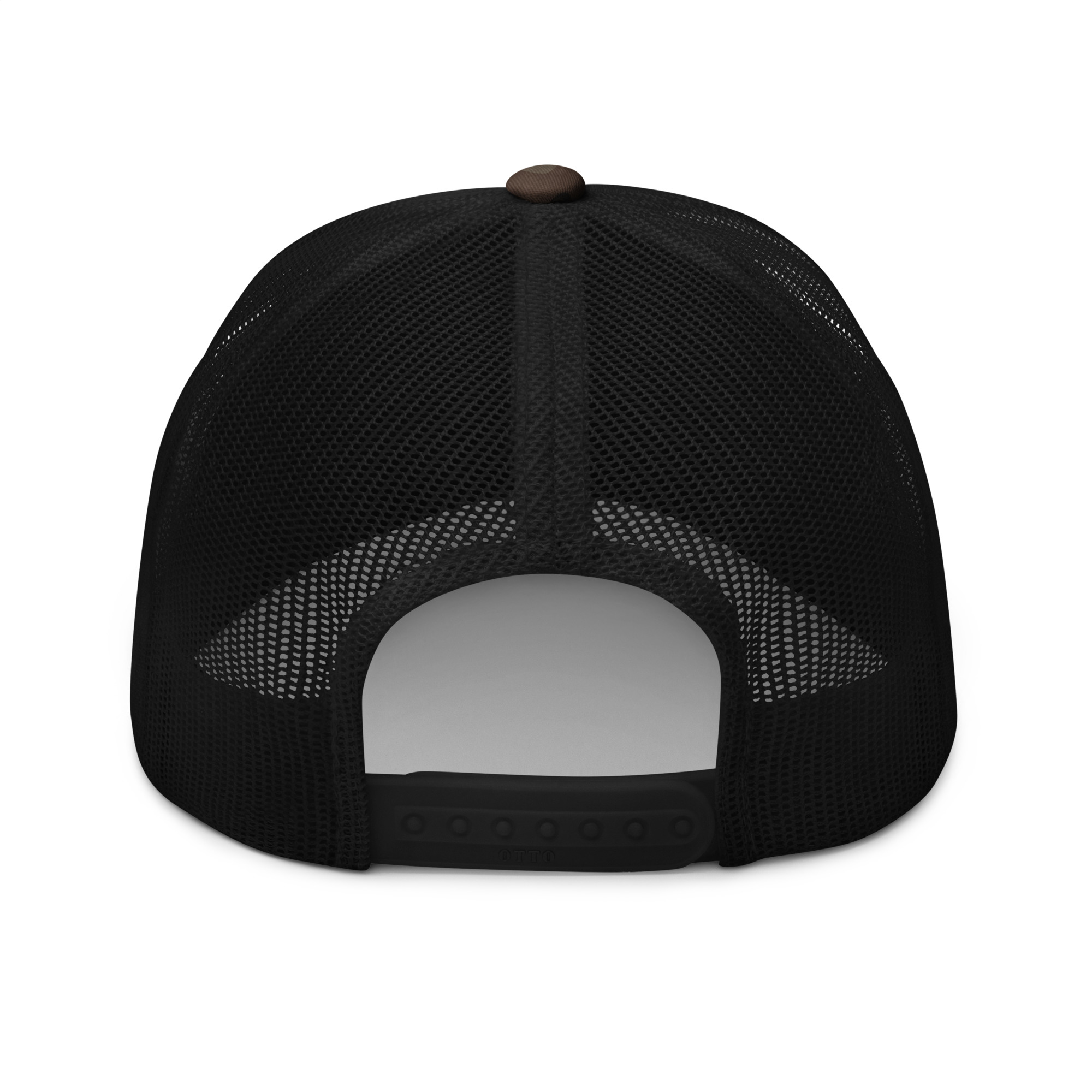 Gorra snapback de malla negra vista trasera
