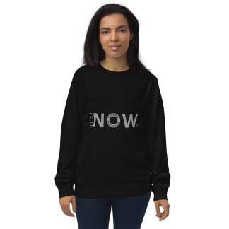 Felpa organica nera UBI NOW - Fronte con logo