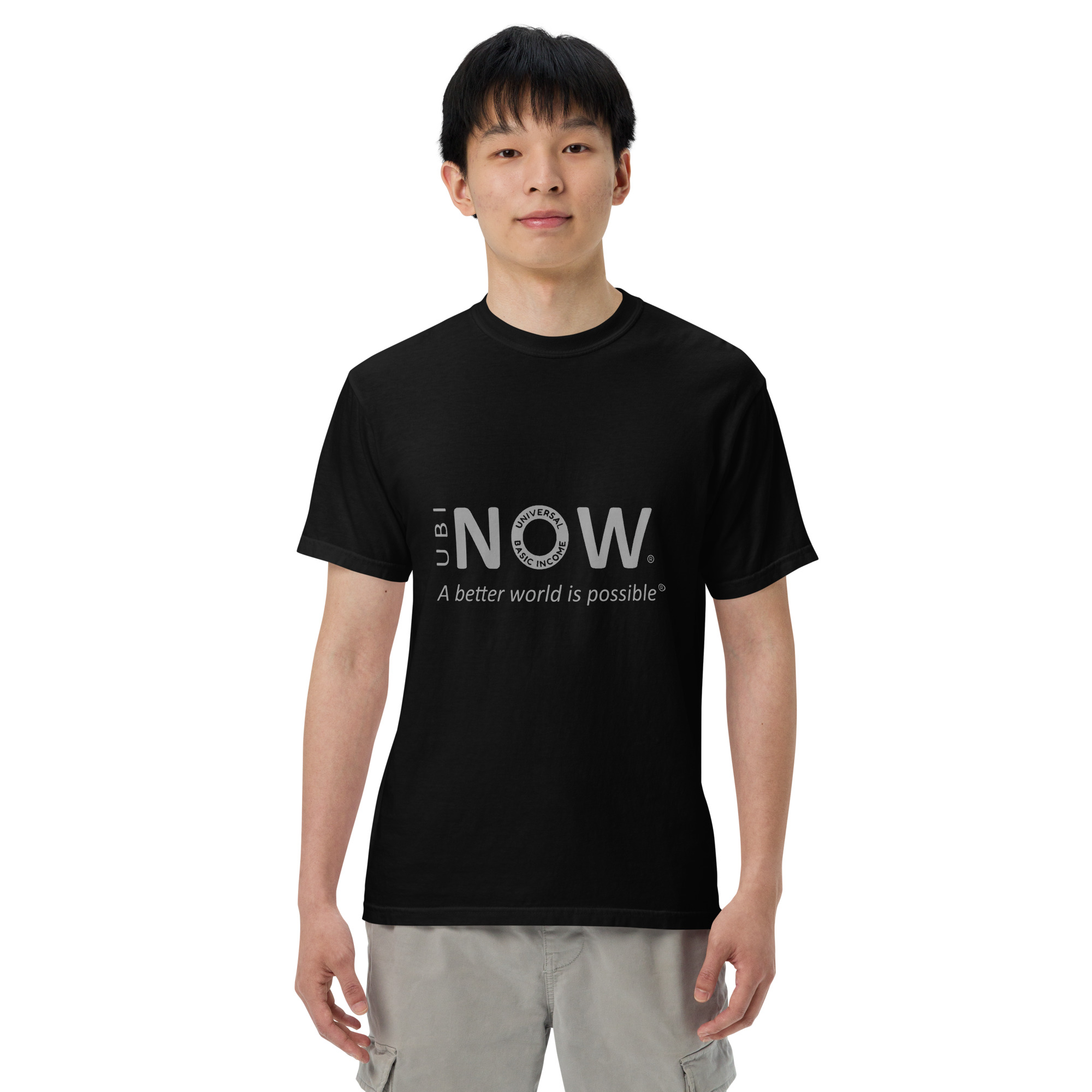 T-shirt Heavyweight UBI NOW nera - Fronte