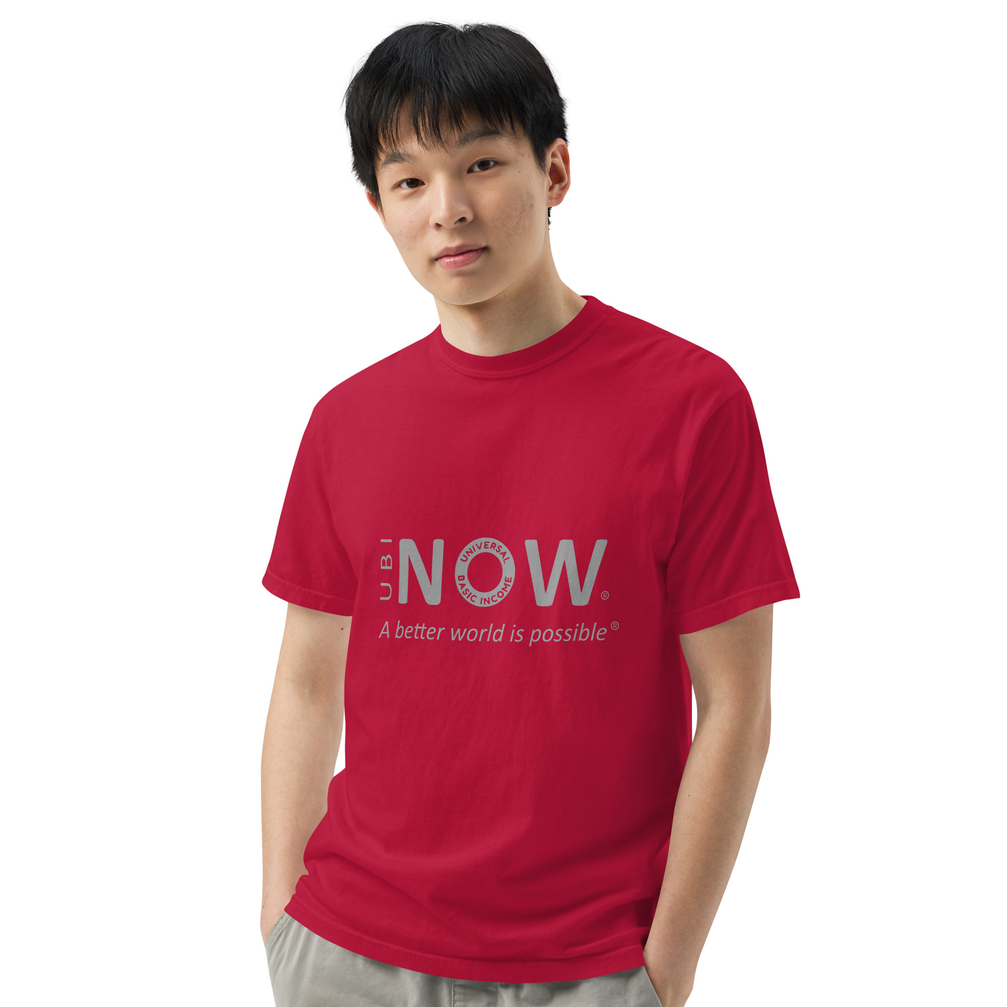 T-shirt Heavyweight UBI NOW rossa - Fronte