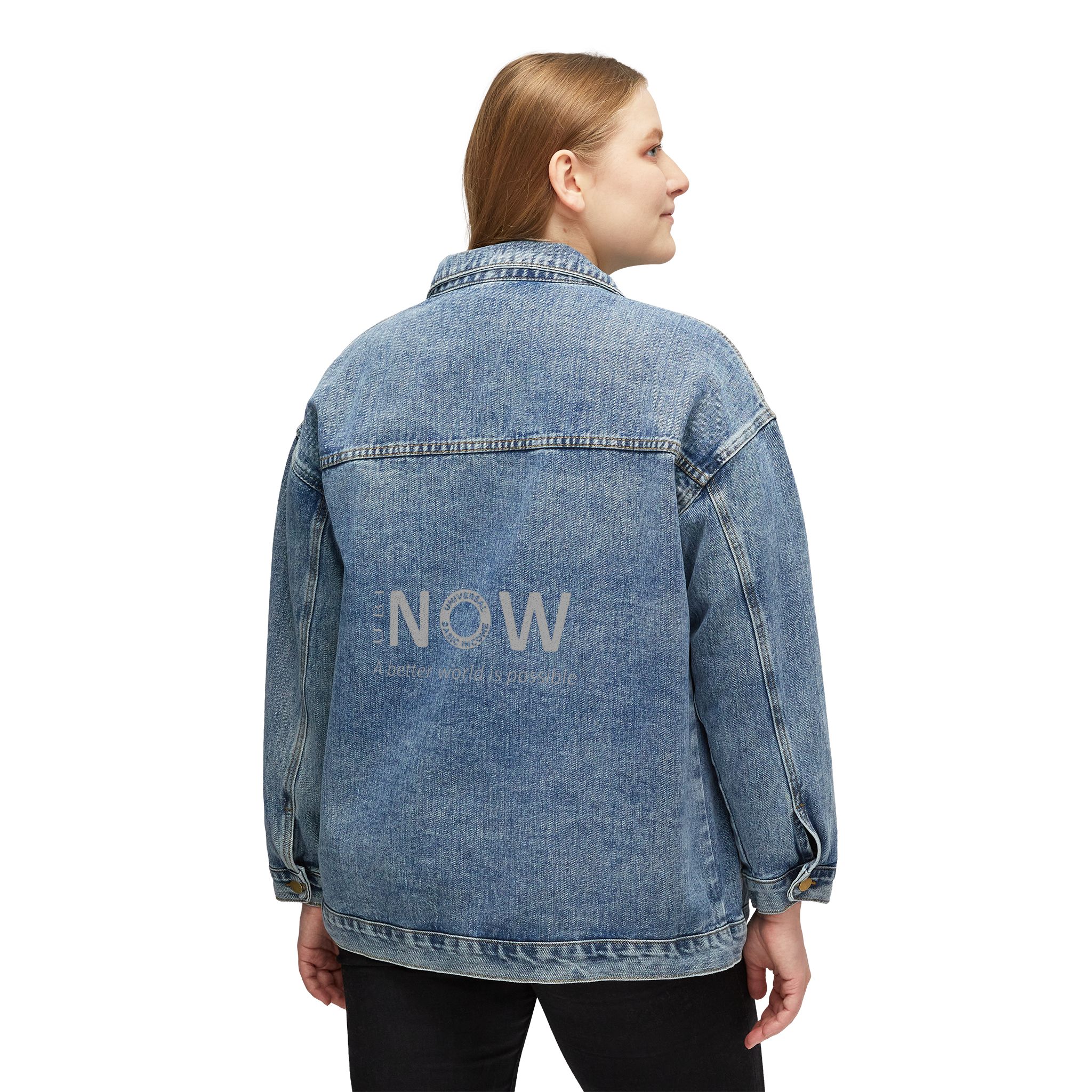 UBI NOW Graphic Denim Jacket — Women's Casual Trucker Jacket with Back Print - Image 4