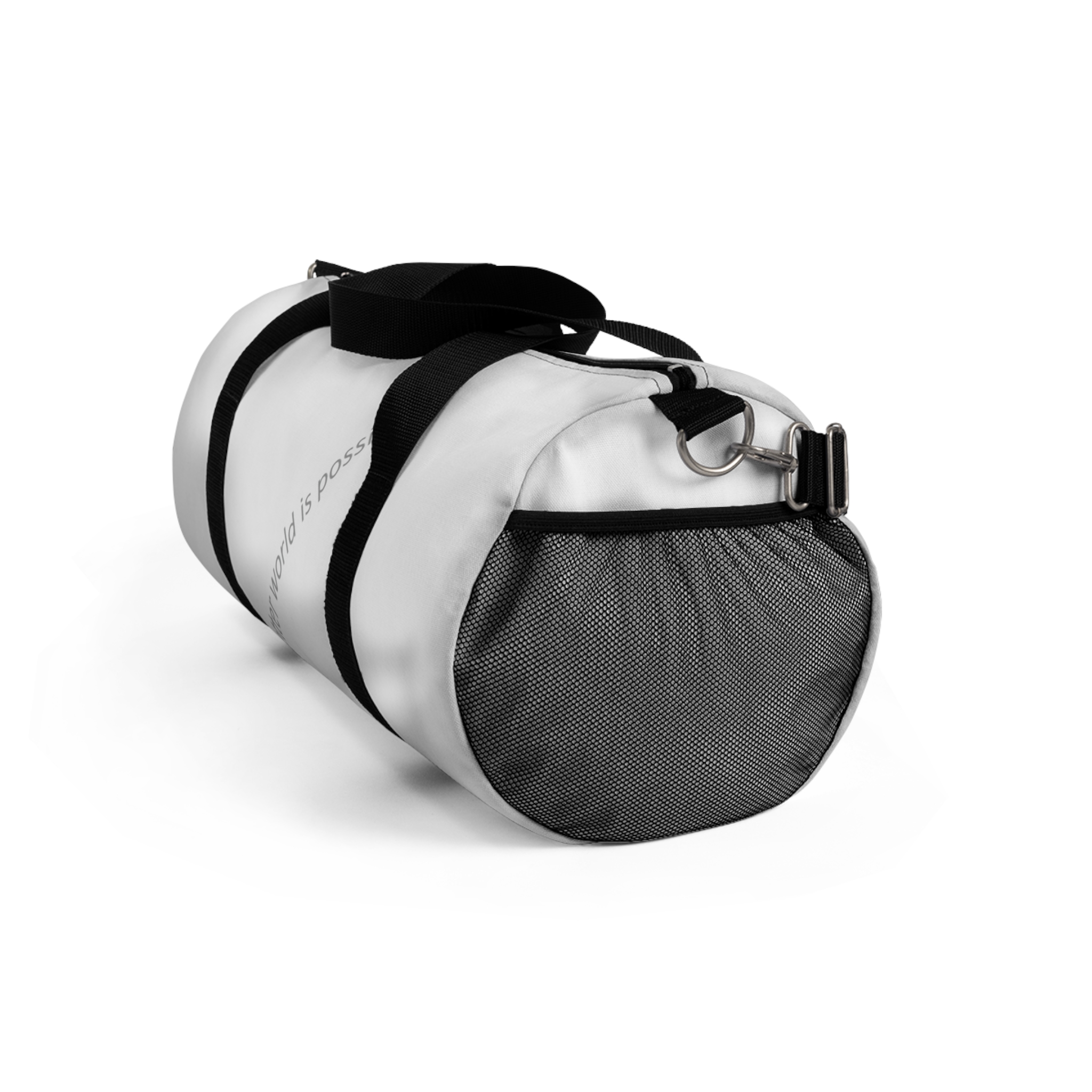 Duffel Bag — White Motivational "A Better World Is Possible" Gym & Travel Bag - Image 4