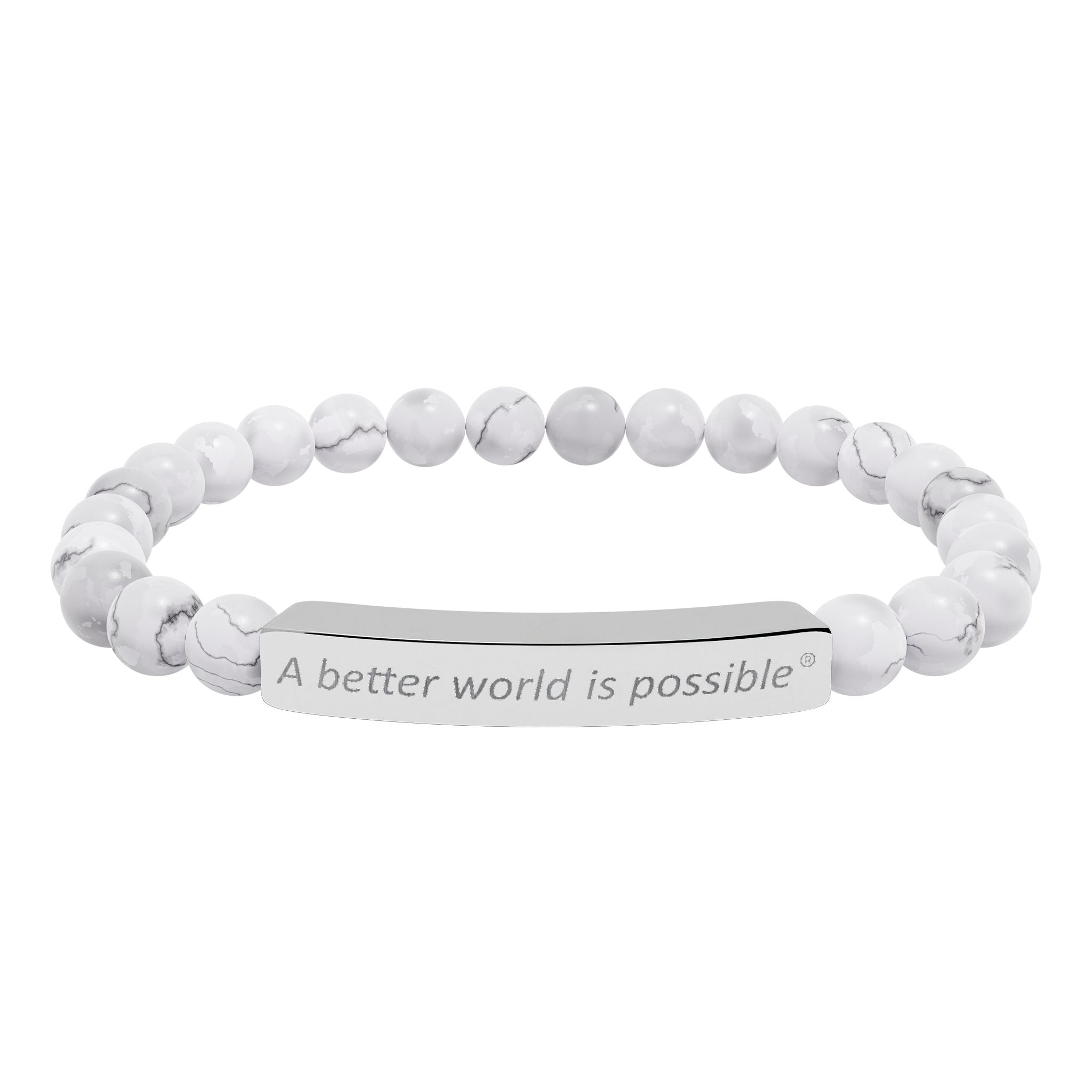 Graviertes Naturstein-Perlenarmband - Stretch-Stabarmband mit personalisierter Nachricht – Bild 2