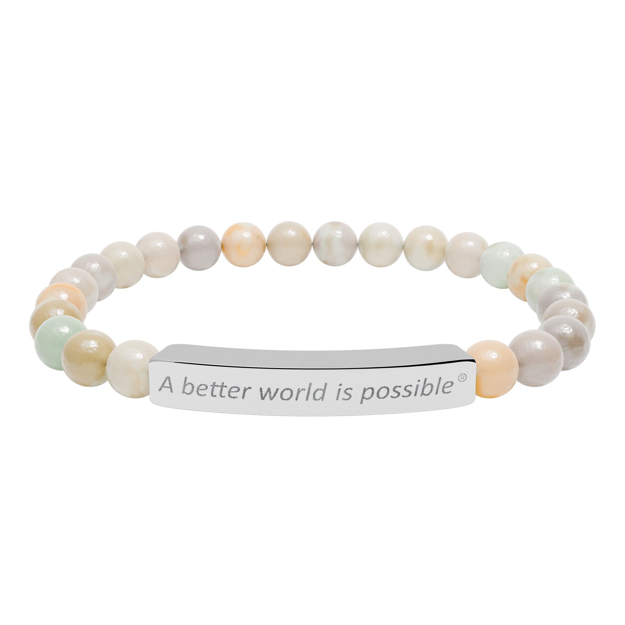 Graviertes Naturstein-Perlenarmband - Stretch-Stabarmband mit personalisierter Nachricht