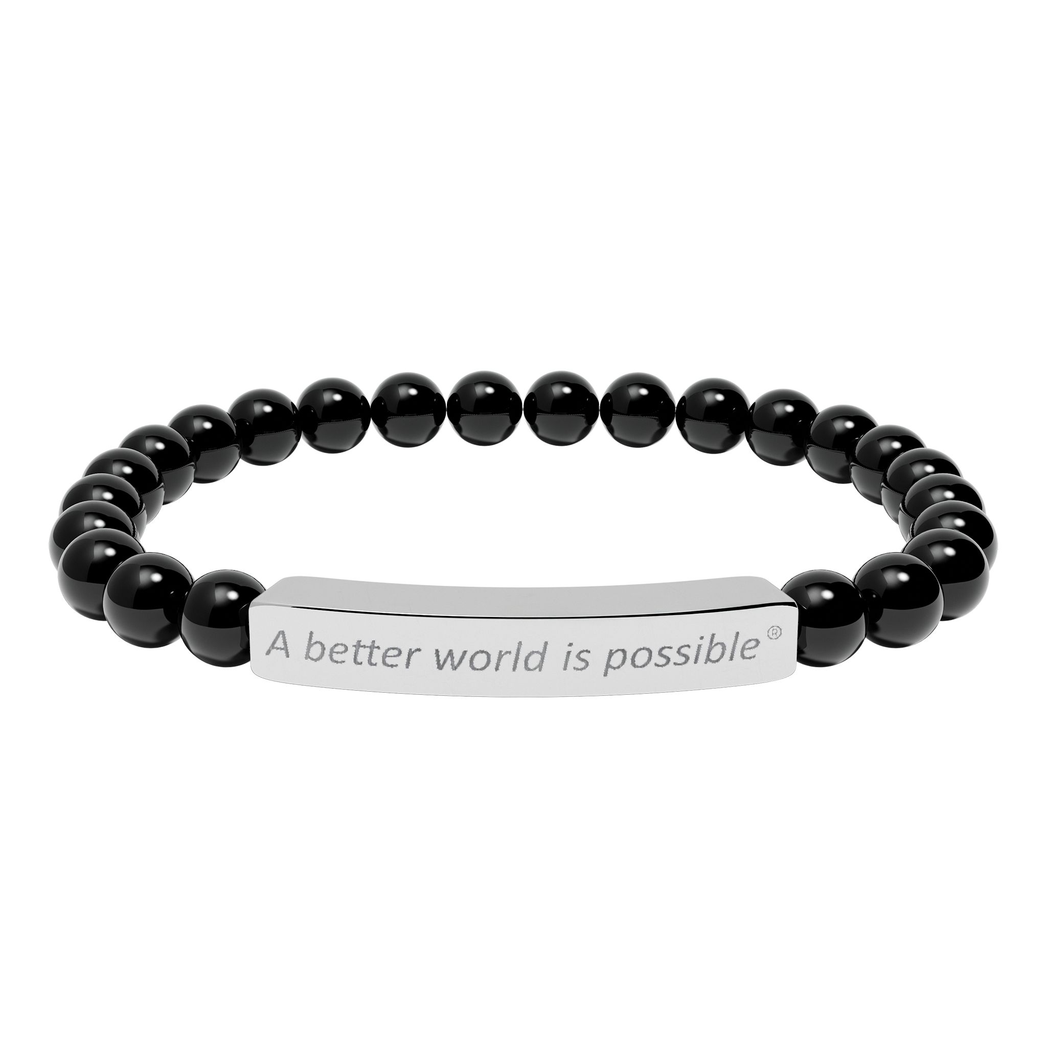 Graviertes Naturstein-Perlenarmband - Stretch-Stabarmband mit personalisierter Nachricht – Bild 3