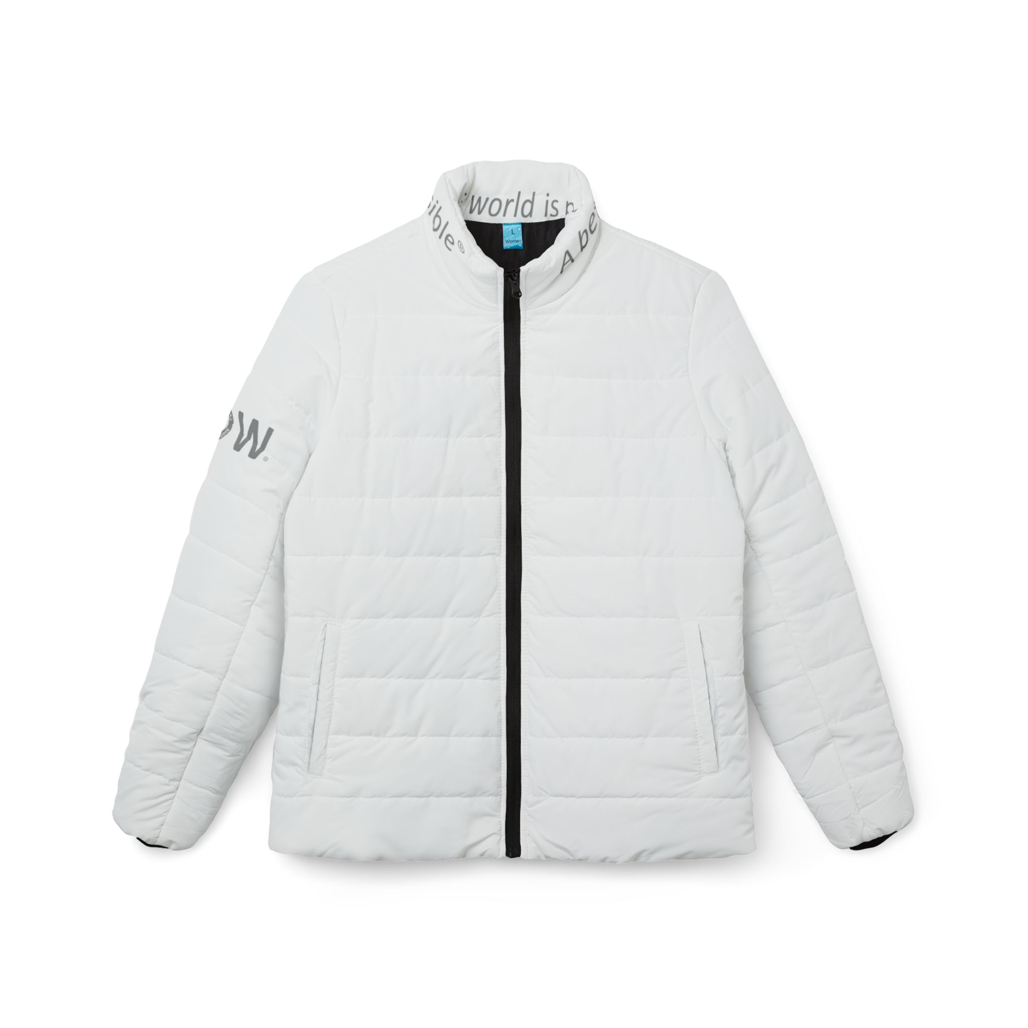 Women’s Puffer Jacket — “A Better World Is Possible” Insulated Statement Coat - Image 2
