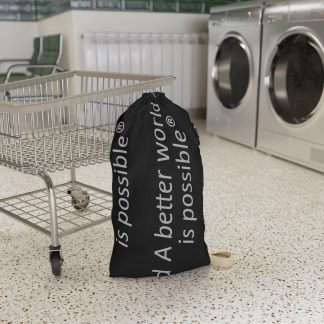 Laundry Bag — Black 'A Better World Is Possible' Printed Tote