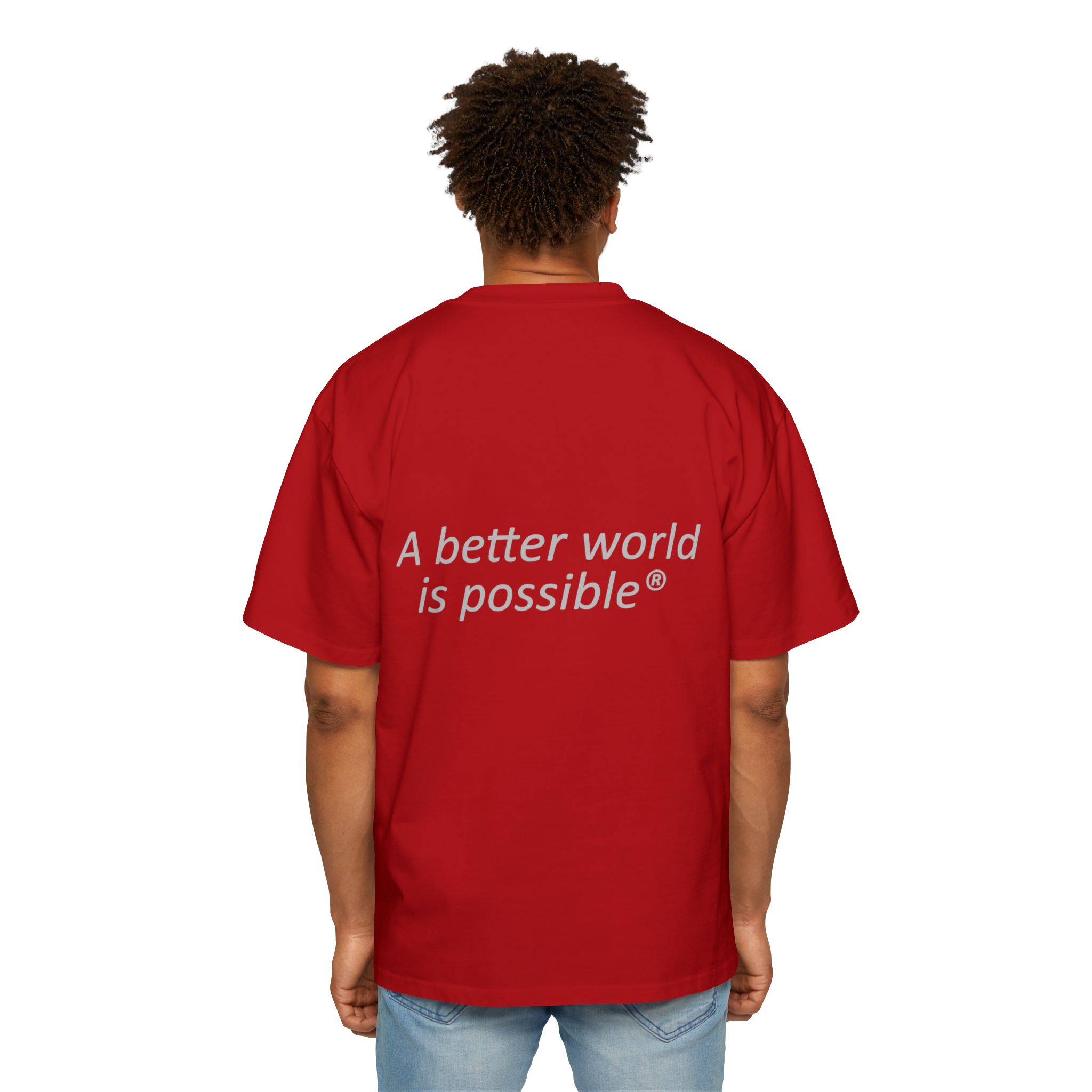 Maglietta NOW® — “Un mondo migliore è possibile” — Maglietta da uomo oversize - immagine 8